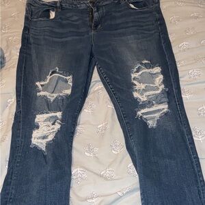American Eagle Outfitters Ripped Blue Boyfriend Jeans